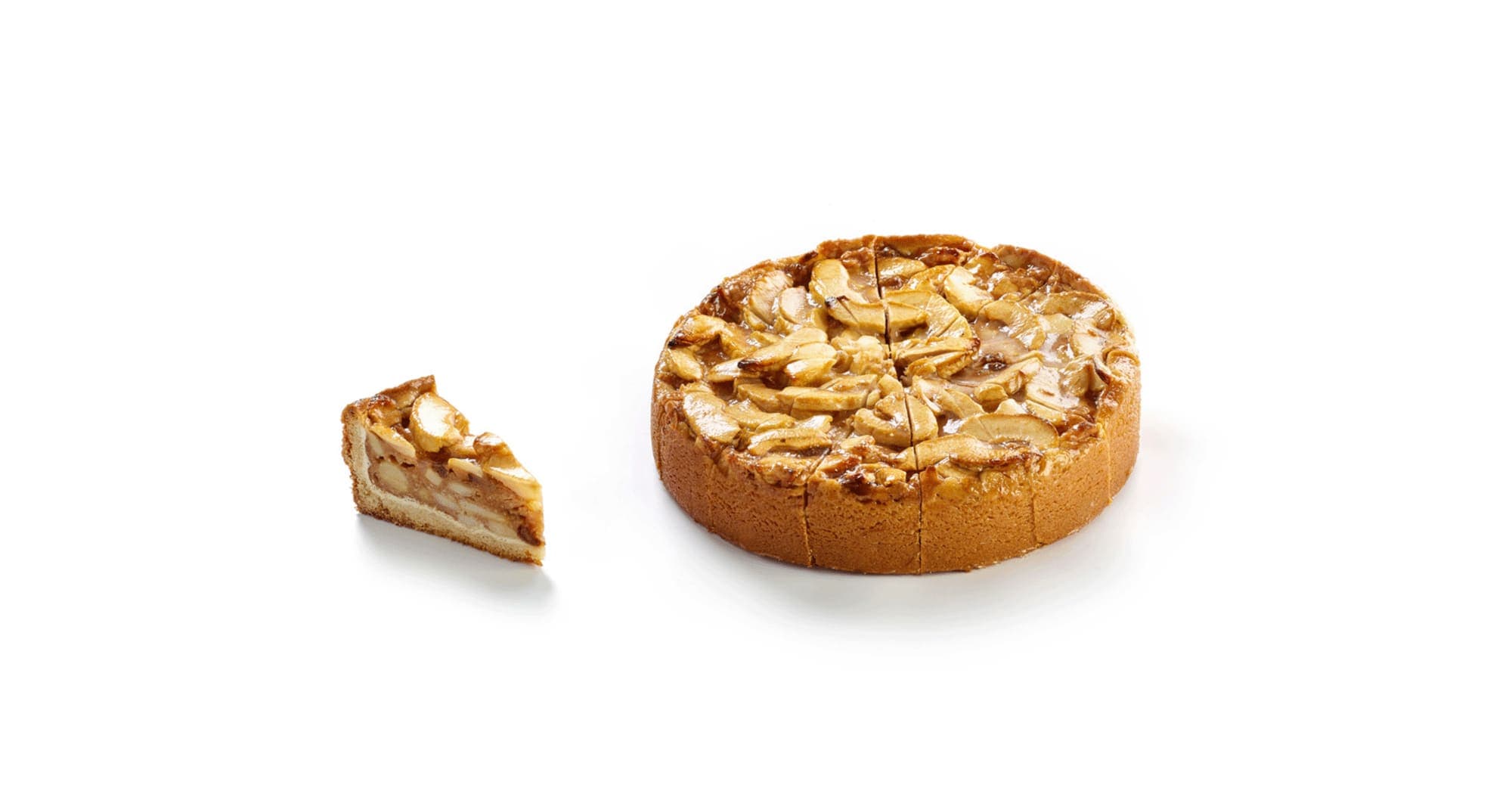 Frozen apple tart maison with raisin and cinnamon filling.